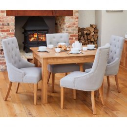 Mobel Solid Oak Small Dining Table and Four Luxury Grey Chairs